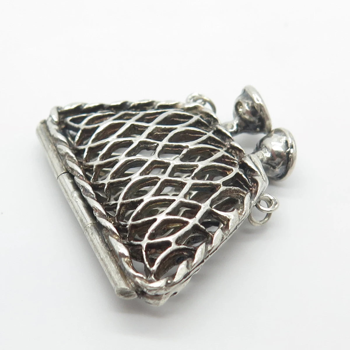 925 Sterling Silver Vintage C Z Ladies Pouch Necklace Central Part