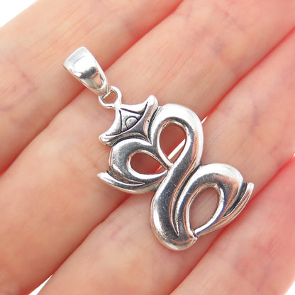925 Sterling Silver Vintage Om of Love Charm Pendant
