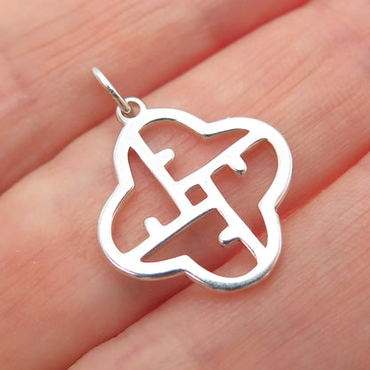 925 Sterling Silver Vintage Clover Letter F Alphabet Minimalist Charm Pendant