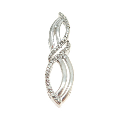 JANE SEYMOUR 925 Sterling Silver Real Round-Cut Diamond Twisted Slide Pendant