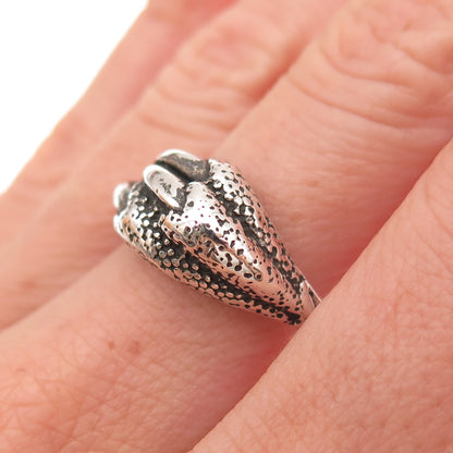 925 Sterling Silver Vintage Dragon Claw Oxidized Ring Size 10