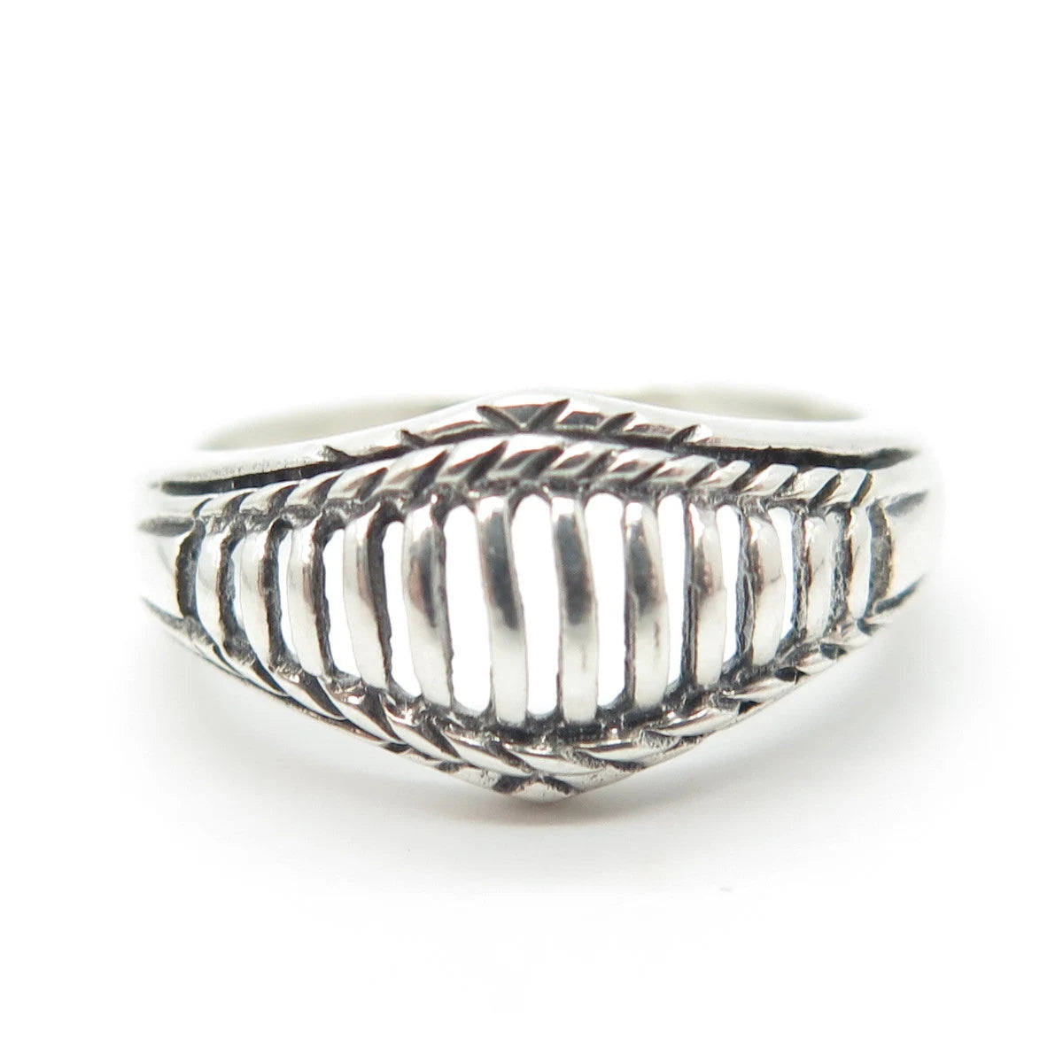 925 Sterling Silver Vintage Fence Ring Size 6