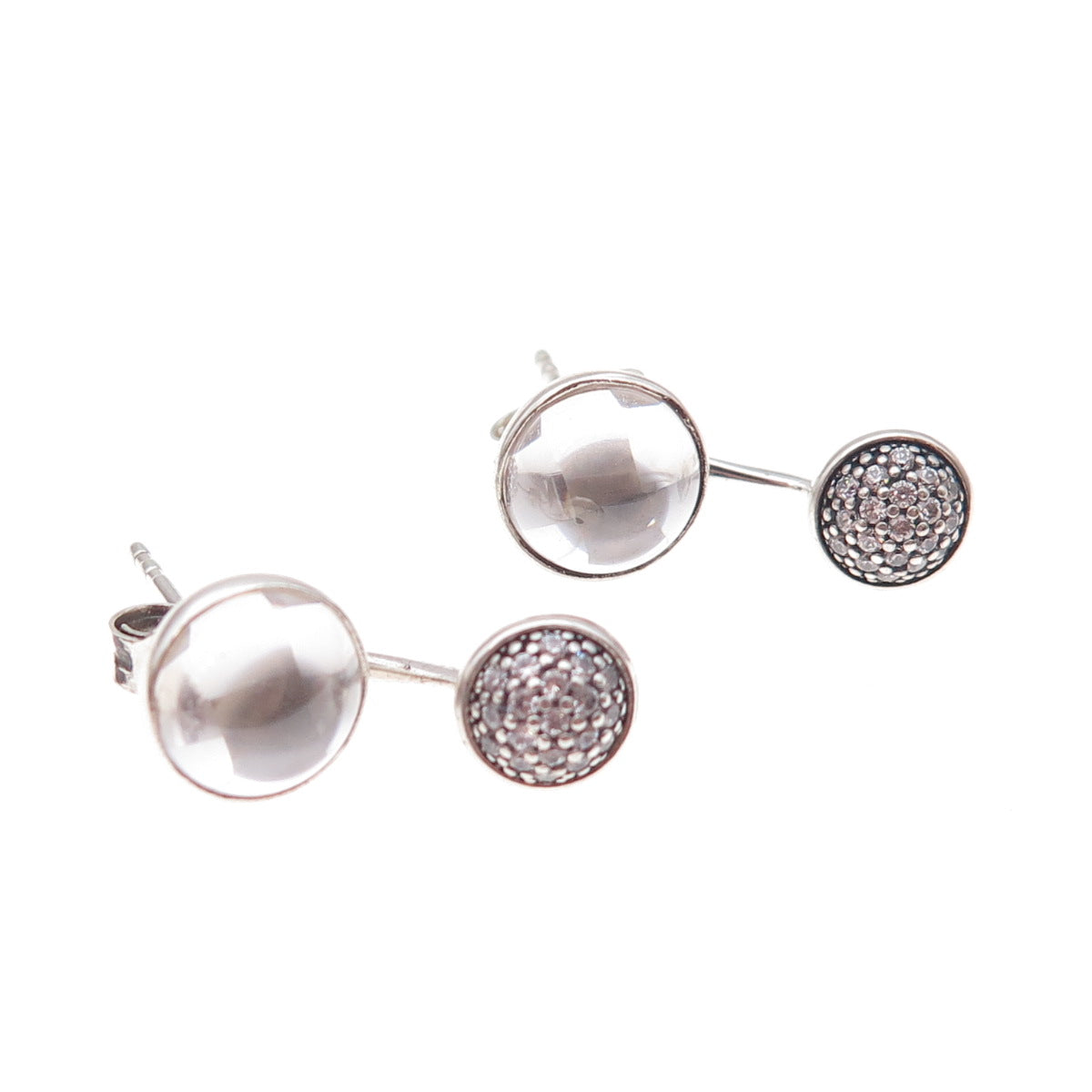 Pandora Sterling Silver C Z Dazzling Poetic Droplets Interchangeable Earrings
