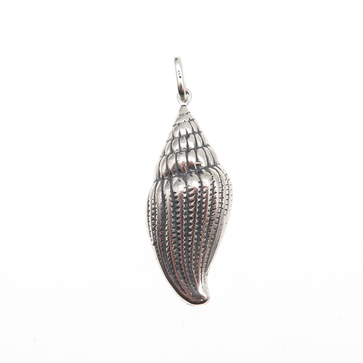 925 Sterling Silver Vintage Seashell Oxidized Charm Pendant