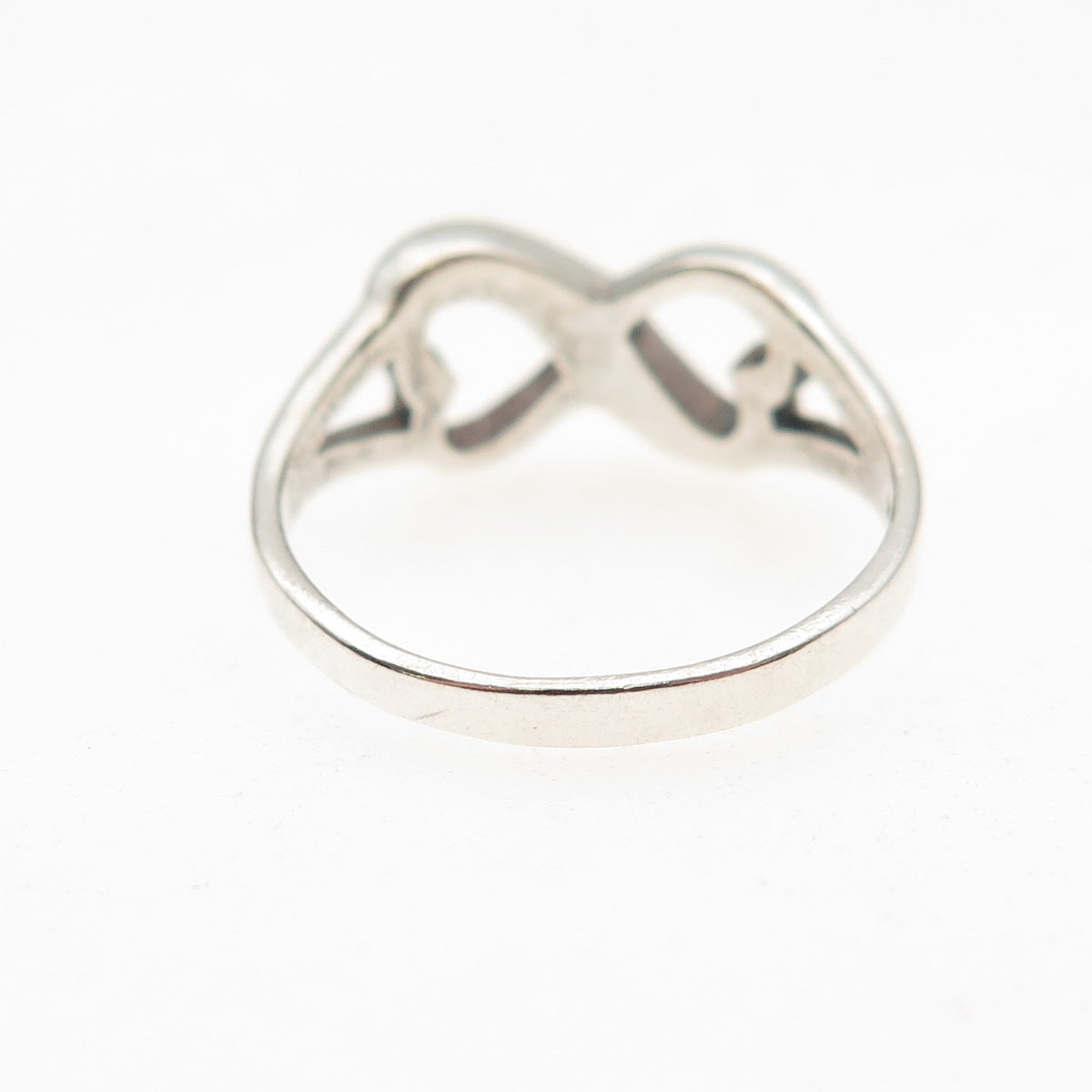 925 Sterling Silver Vintage Infinity Heart Oxidized Ring Size 5.25