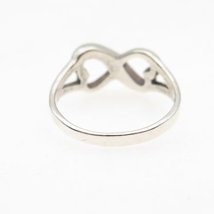 925 Sterling Silver Vintage Infinity Heart Oxidized Ring Size 5.25