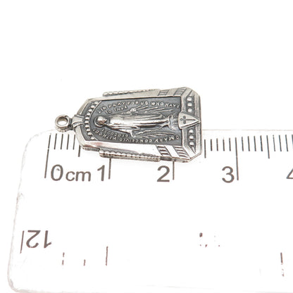 925 Sterling Silver Antique Art Deco GK & S St. Mary Oxidized Charm Pendant