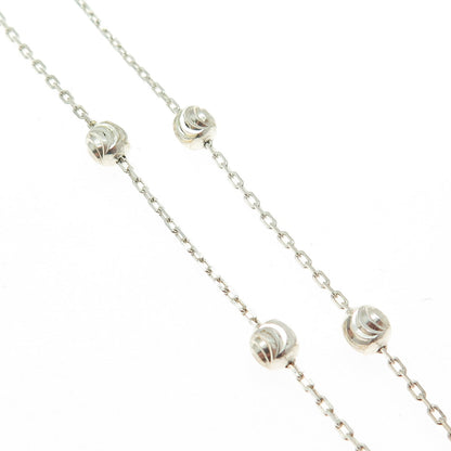 925 Sterling Silver Italy Diamond-Cut Ball By The Yard Chain Necklace 18"