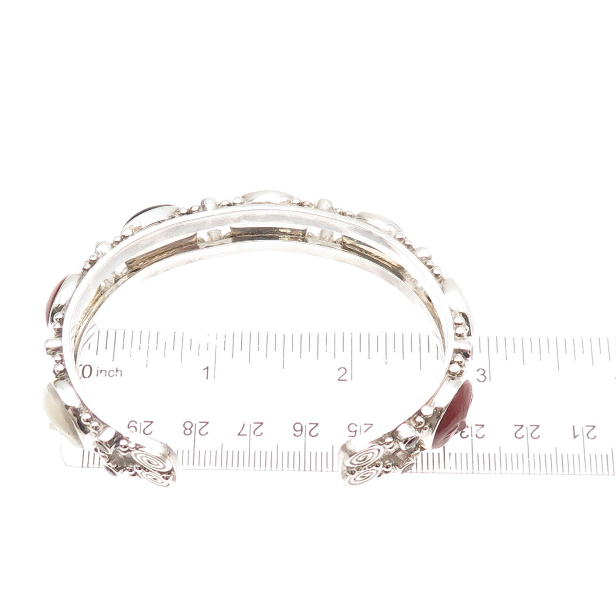 SAJEN Sterling Silver Vintage Real Multi-Gem Moon Face Adjustable Bracelet 6.75"