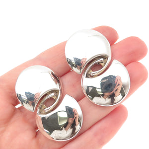 Yukihiro Shibata 925 Sterling Silver Vintage Japan Modernist Clip On Earrings