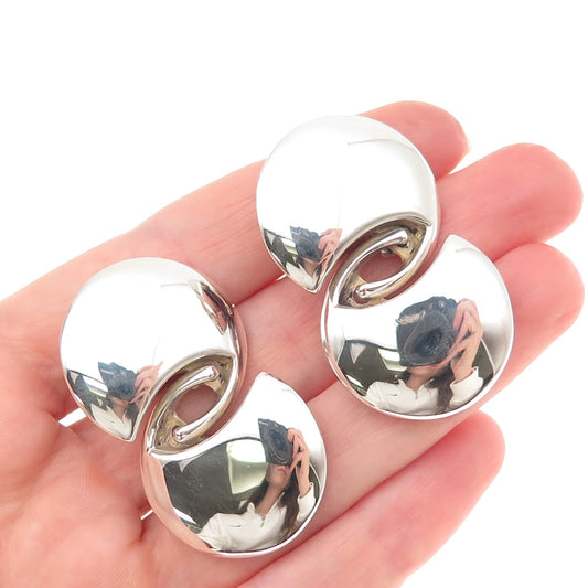 Yukihiro Shibata 925 Sterling Silver Vintage Japan Modernist Clip On Earrings