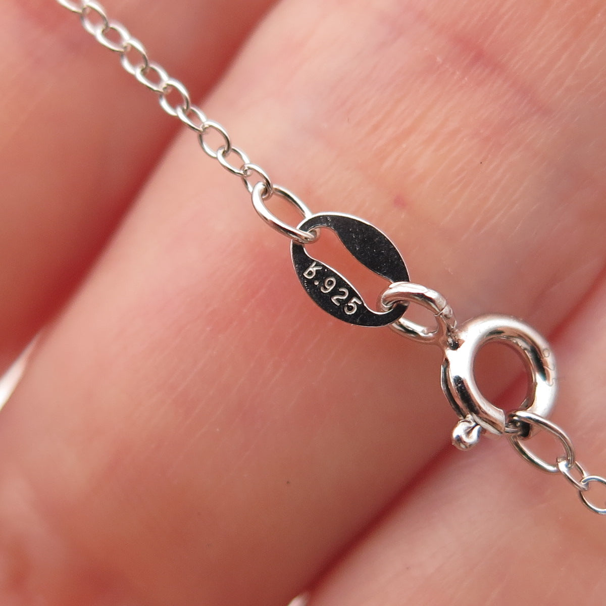 925 Sterling Silver Real Diamond Letter G Initial Cable Chain Necklace 18"