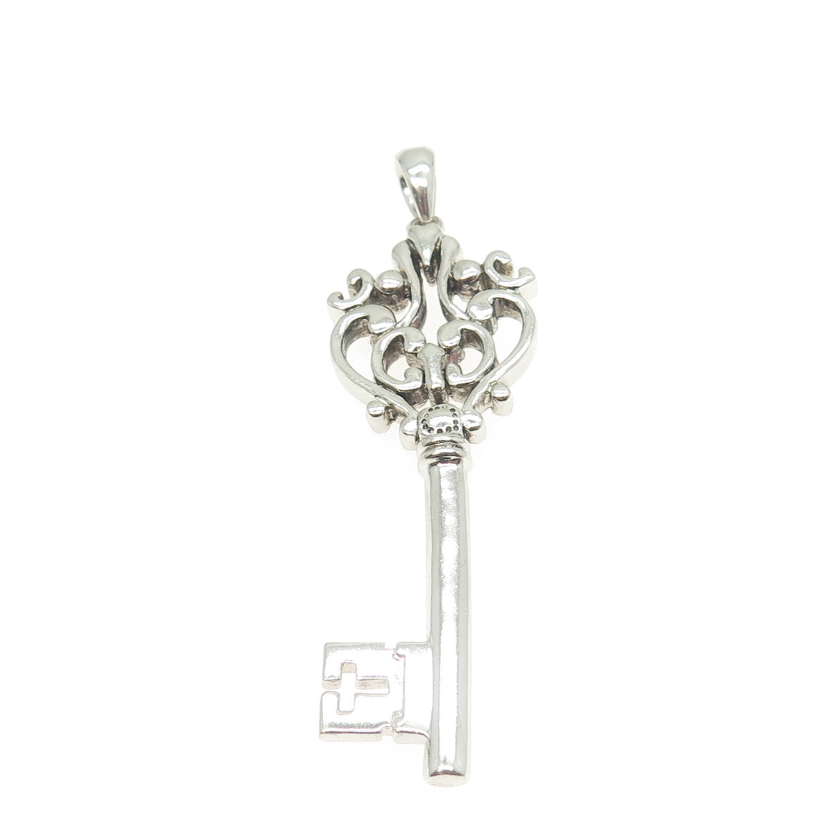 925 Sterling Silver Vintage Key Ornate Pendant