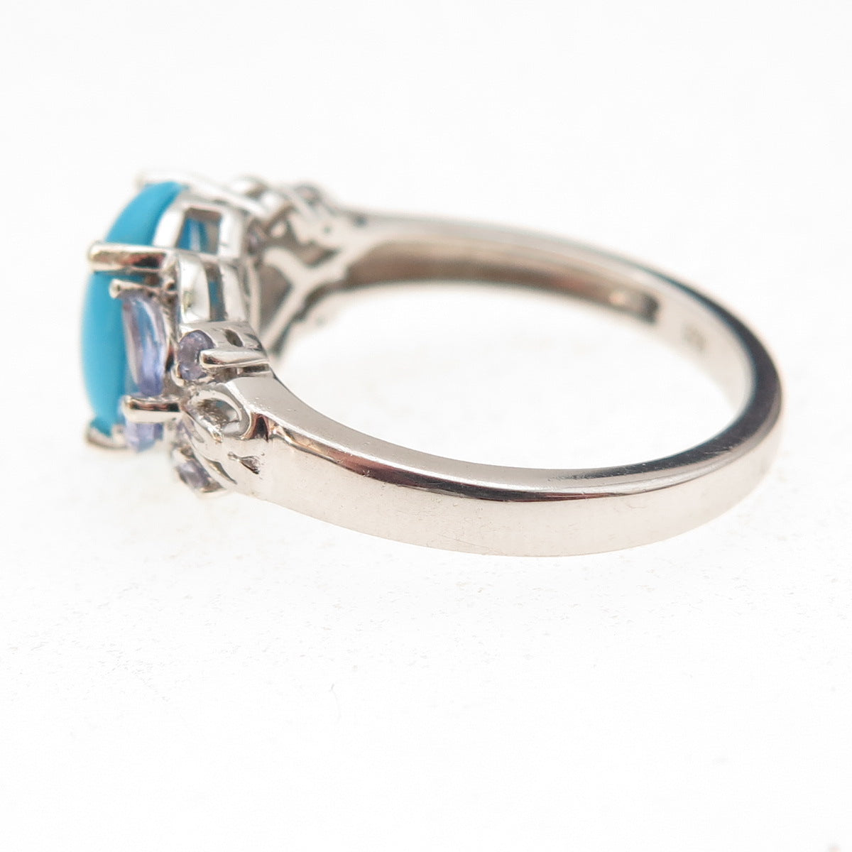 Chuck Clemency Sterling Silver Sleeping Beauty Turquoise & Tanzanite Ring Size 8