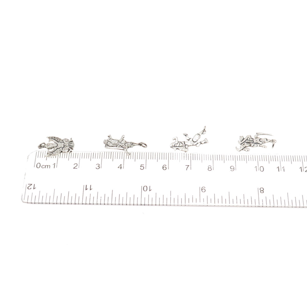925 Sterling Silver Antique Art Deco Hindu Gods SET of 4 Charm Pendant