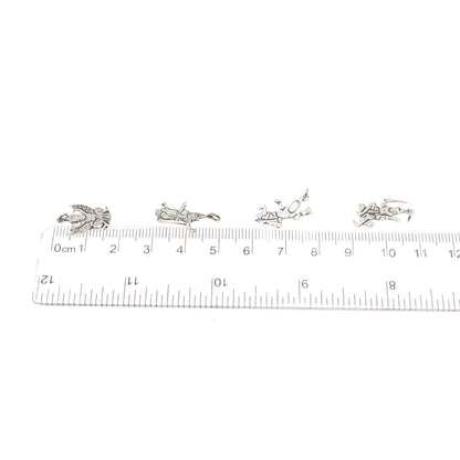 925 Sterling Silver Antique Art Deco Hindu Gods SET of 4 Charm Pendant