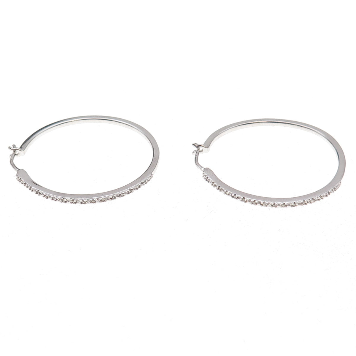 Sun 925 Sterling Silver Real Round-Cut Diamond Hoop Earrings