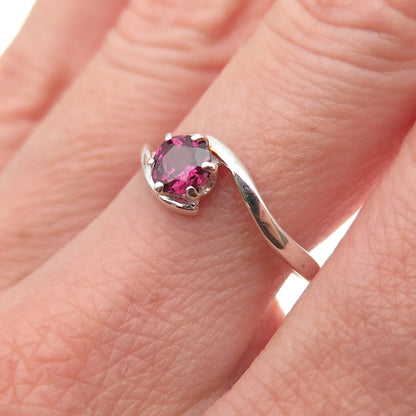 Tommy Long 925 Sterling Silver Vintage Real Tourmaline Bypass Ring Size 7.5
