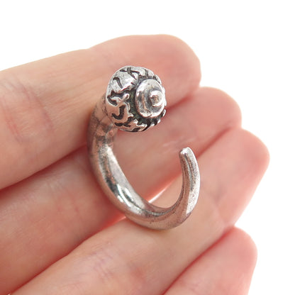 925 Sterling Silver Vintage Horn Amulet Tunnel Single Earring