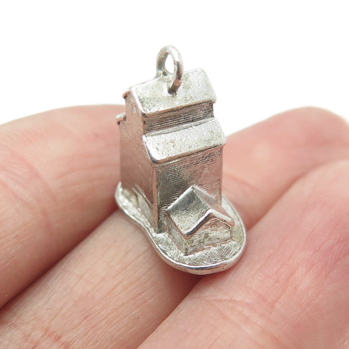 925 Sterling Silver Antique Old House 3D Pendant