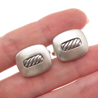 David Yurman 925 Sterling Silver Vintage Classic Cable Cushion Cufflinks