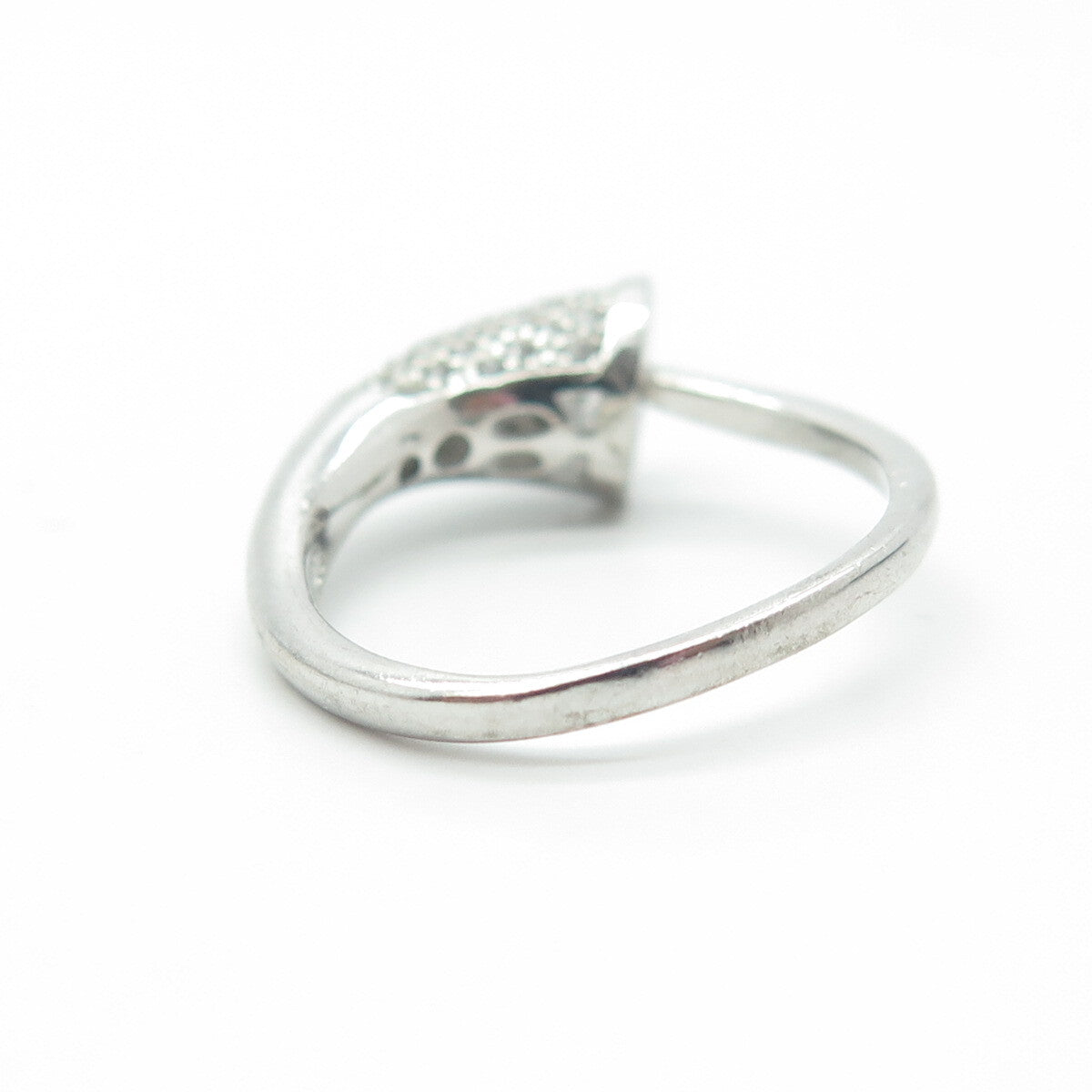 925 Sterling Silver White C Z Cluster Horn Ring Size 5.25