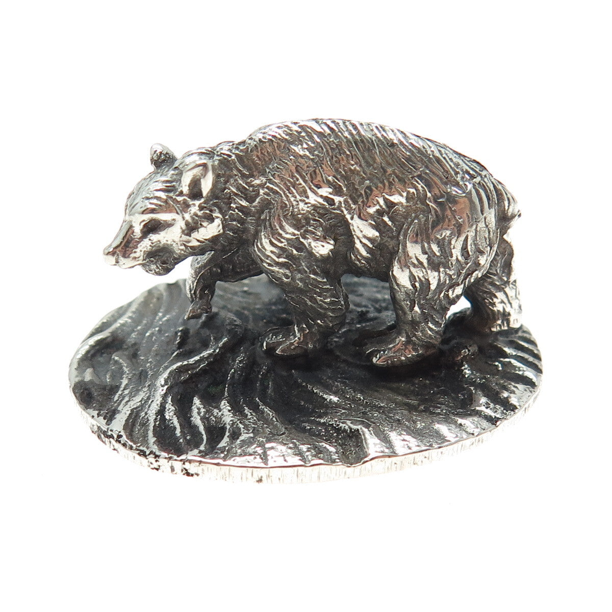 FRANCESCO CAPUTO 800 Silver Antique Italy Bear Oxidized Miniature Figurine