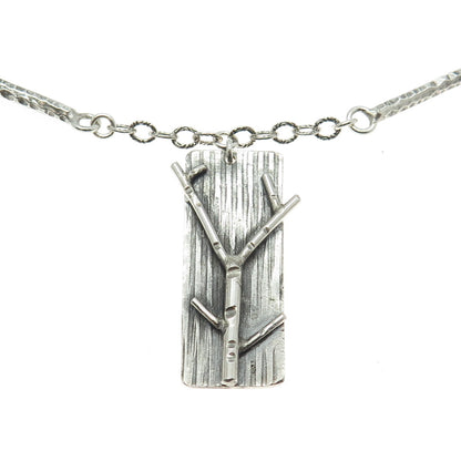 925 Sterling Silver Vintage Real Pearl Branch Modernist Bar Chain Necklace 18"