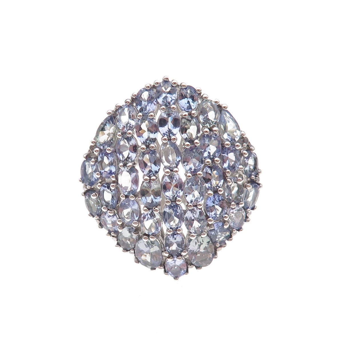 Chuck Clemency 925 Sterling Silver 2-Tone Real Oval-Cut Tanzanite Ring Size 8
