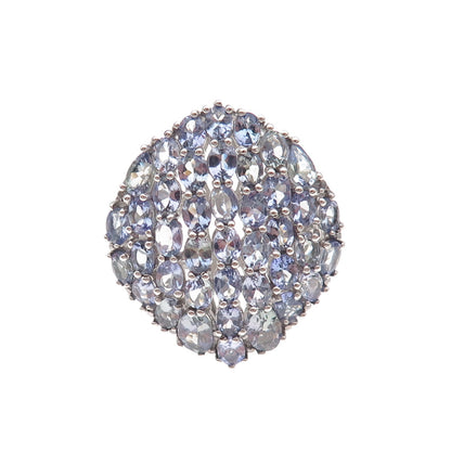 Chuck Clemency 925 Sterling Silver 2-Tone Real Oval-Cut Tanzanite Ring Size 8