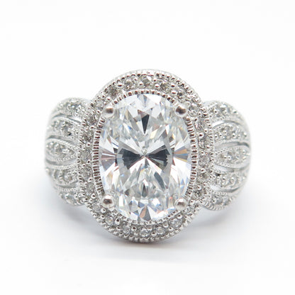 925 Sterling Silver Pave C Z Ring Size 5.25