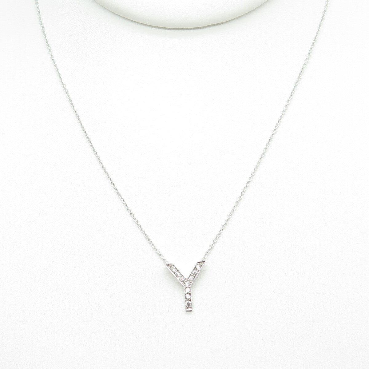 925 Sterling Silver C Z Letter "Y" Initial Rolo Chain Necklace 18-20"