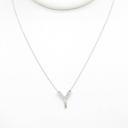 925 Sterling Silver C Z Letter "Y" Initial Rolo Chain Necklace 18-20"
