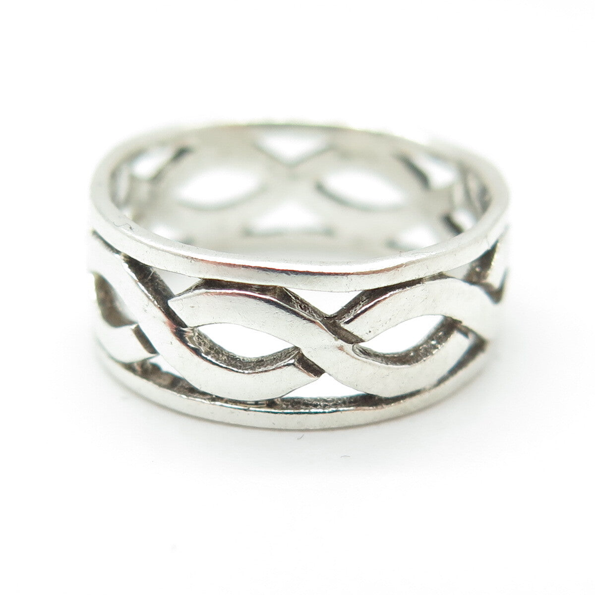 925 Sterling Silver Vintage Celtic Woven Band Ring Size 5.75