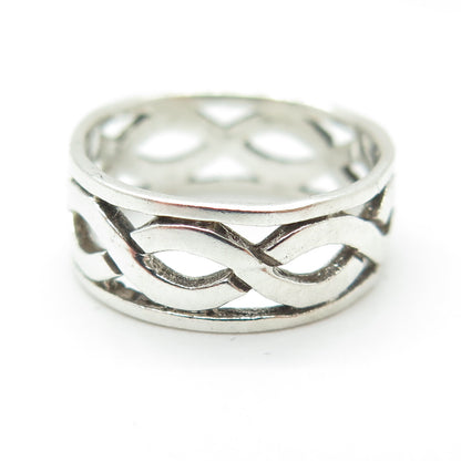 925 Sterling Silver Vintage Celtic Woven Band Ring Size 5.75