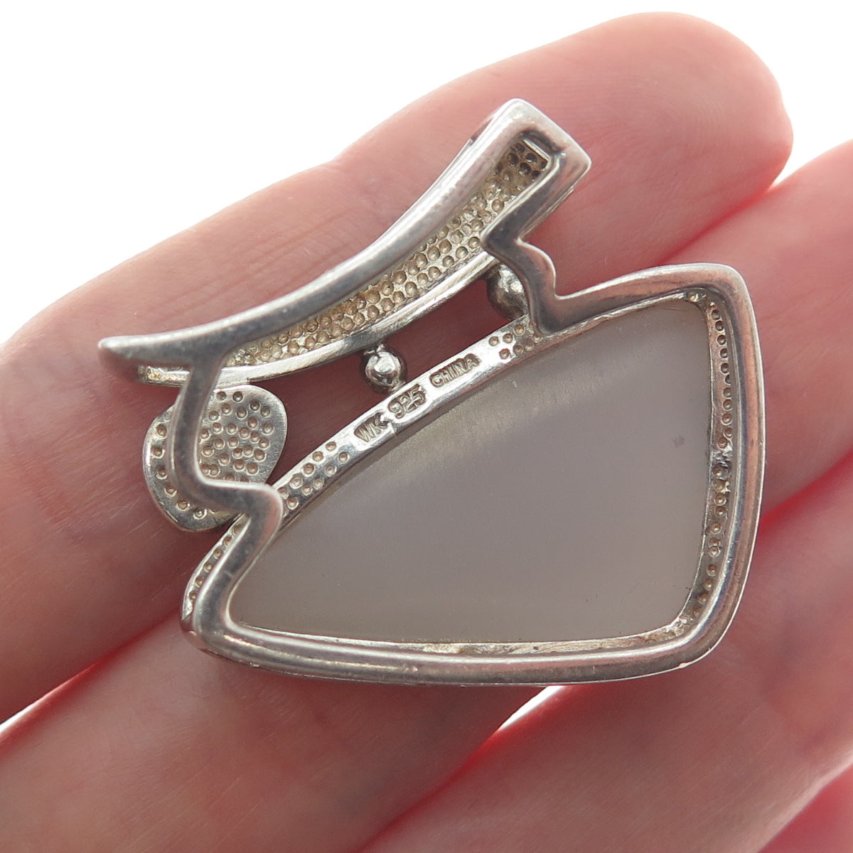 WHITNEY KELLY Sterling Silver Vintage Real Druzy & Opal Modernist Slide Pendant