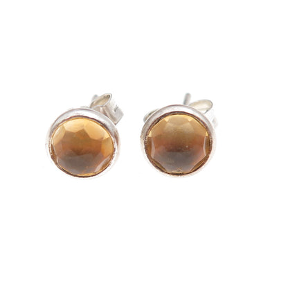 Pandora 925 Sterling Silver Real Citrine November Birthstone Stud Earrings