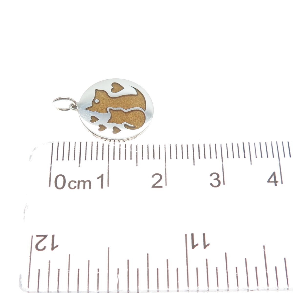 925 Sterling Silver Brown Enamel Dog & Cat Friendship Minimalist Charm Pendant