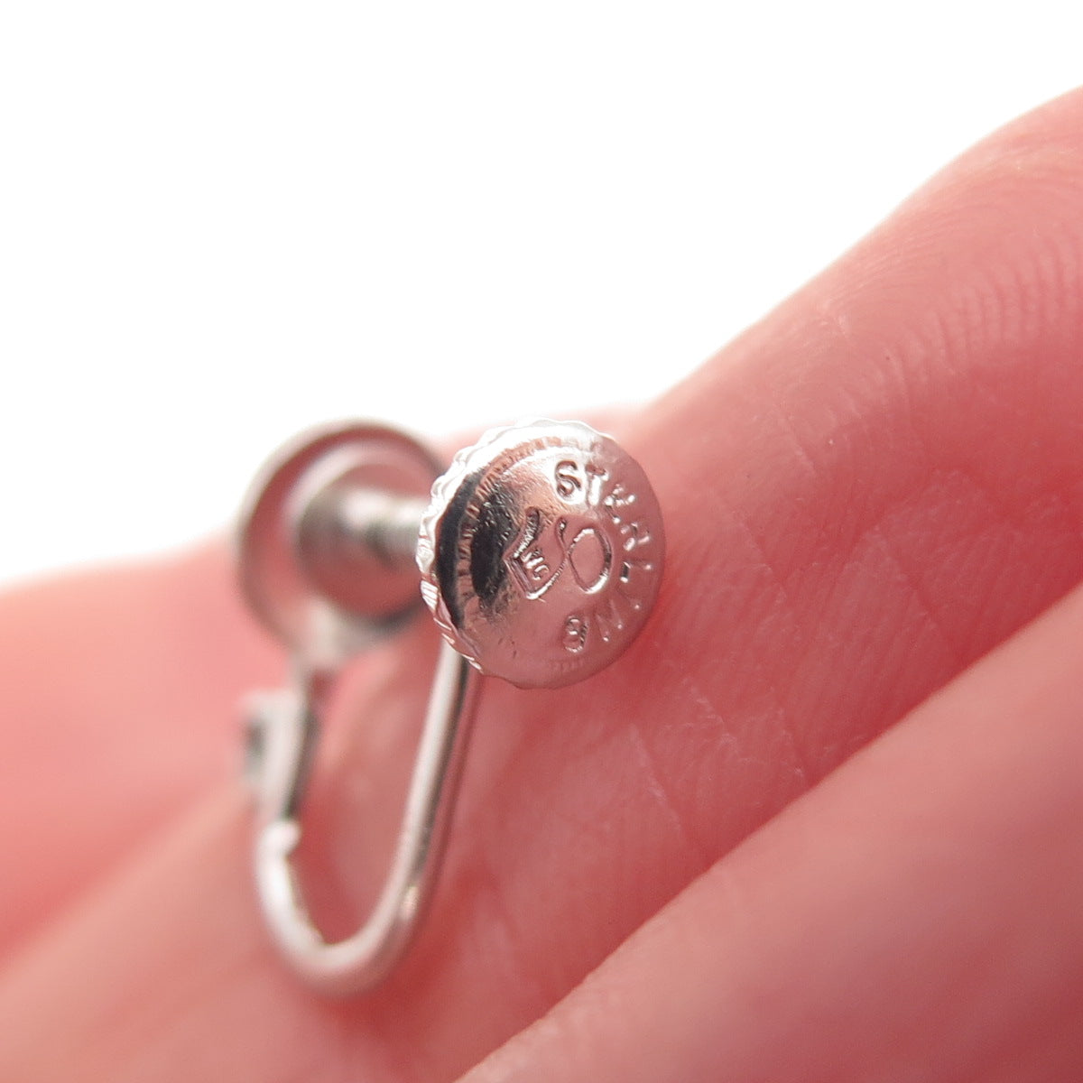 925 Sterling Silver Antique Art Deco Charm Holder Screw Back Earrings