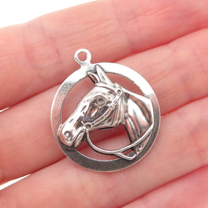 Beau 925 Sterling Silver Antique Art Deco Horse Oxidized Charm Pendant