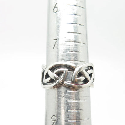 925 Sterling Silver Vintage Celtic Knot Band Ring Size 8.25