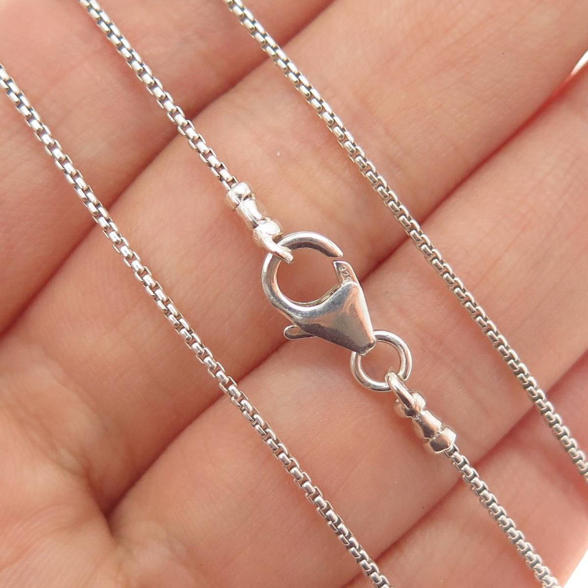 925 Sterling Silver Vintage Round Box Chain Necklace 32"