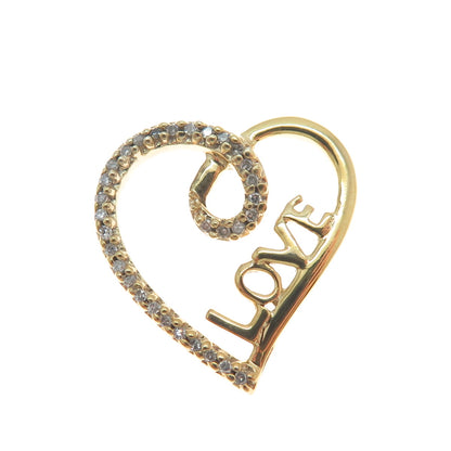 925 Sterling Silver 18K Gold Plated Real Diamond Love Always Heart Mini Pendant