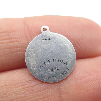 TWO IN TOWN 925 Sterling Silver USA Goat Round Charm Pendant