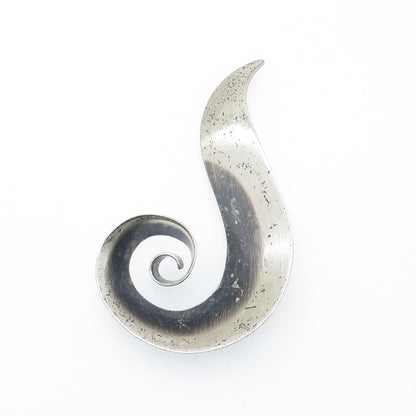 ORB Otto R. Bade 925 Sterling Silver Vintage Modernist Flame Oxidized Pin Brooch