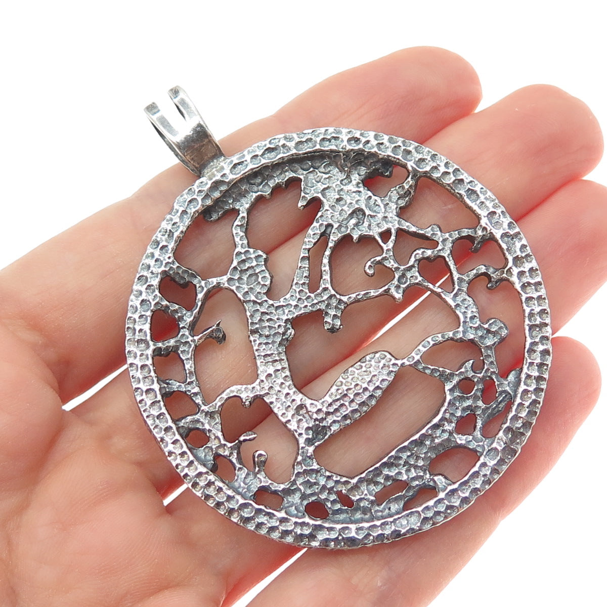 925 Sterling Silver Vintage Virgo Zodiac Sign Oxidized Pendant