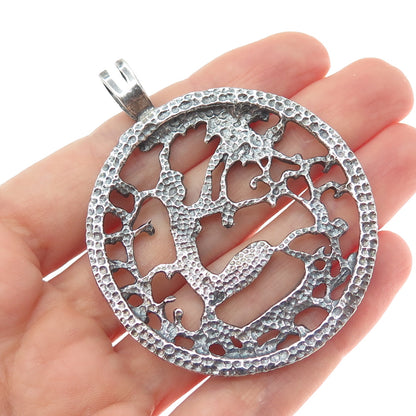 925 Sterling Silver Vintage Virgo Zodiac Sign Oxidized Pendant