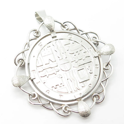 925 Sterling Silver Vintage Tribal Pendant / Pin Brooch