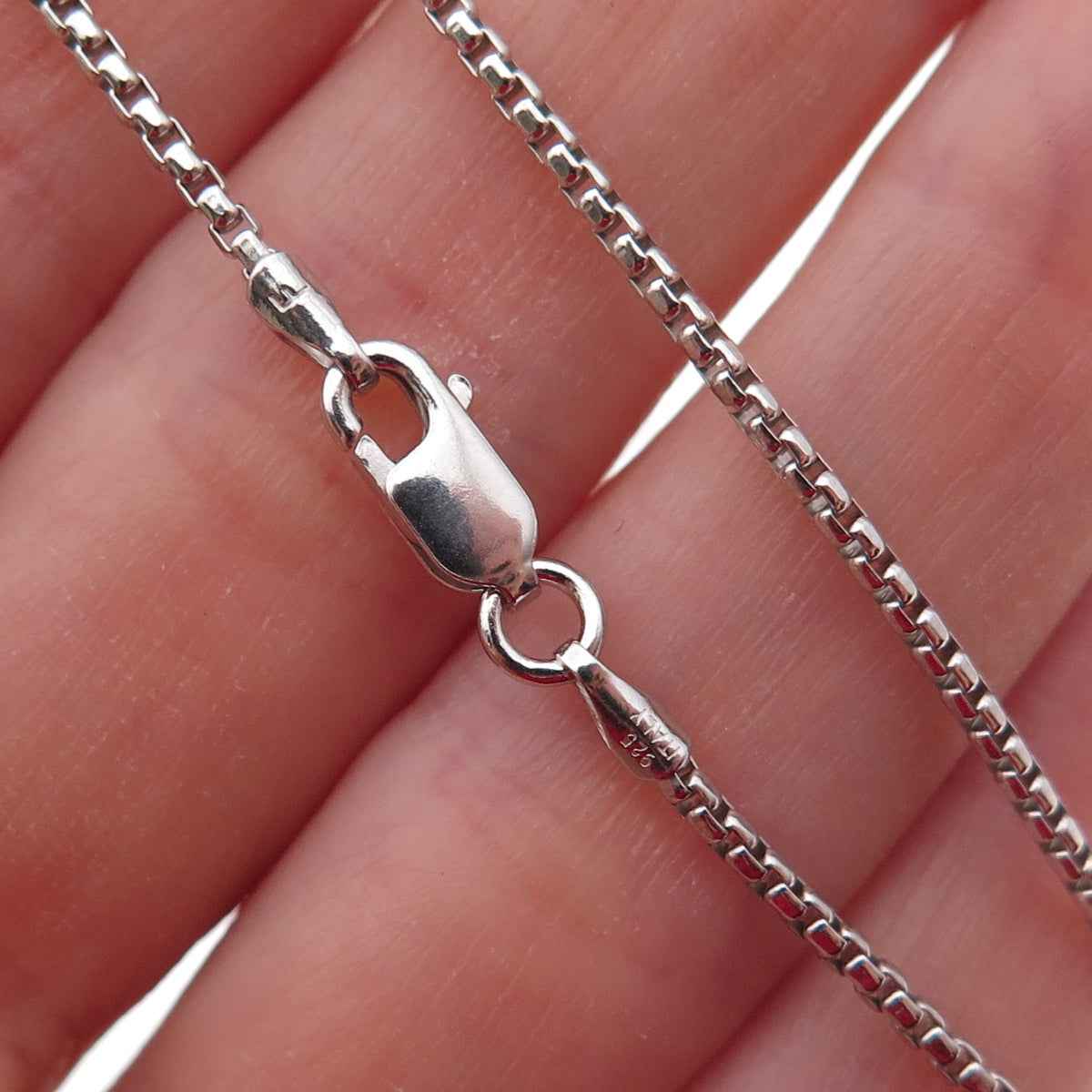 925 Sterling Silver Italy Round Box Chain Necklace 18"