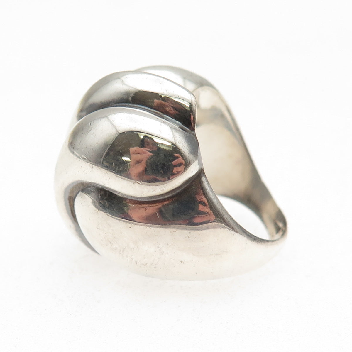 925 Sterling Silver Vintage Modernist Dome Oxidized Ring Size 6